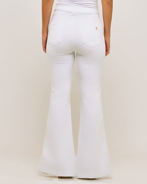 Calça Feminina Flare Branca Com Bordado - Dicollani DCF 10479C1